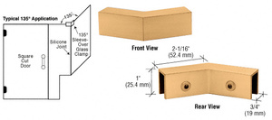 CRL Satin Brass 135 Degree "Sleeve Over" Glass Clamp