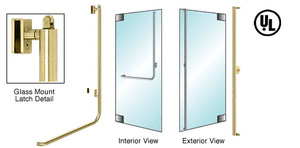 CRL-Blumcraft® Satin Brass Right Hand Reverse Glass Mount Keyed Access "F" Exterior, Top Securing Panic Handle