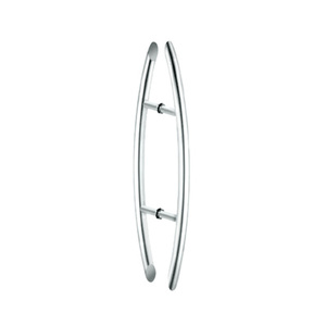 CRL Polished Stainless Glass Mounted Crescent Mid-Mount Back-to-Back Pull Handle - 12" (305 mm)