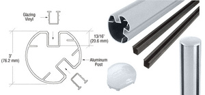 CRL Mill AWS 3" Diameter Round 135 Degree 60" Post Kit