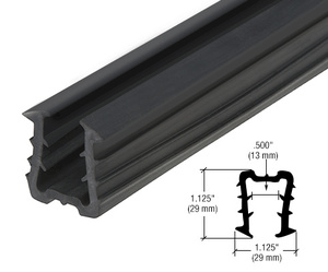 CRL Roll Form Cap Rail Black Rubber Insert for 1/2" and 5/8" Monolithic Glass and 9/16" Laminated Glass