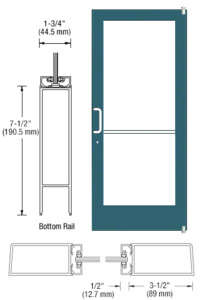 CRL-U.S. Aluminum Custom KYNAR® Paint Custom Single Series 400 Medium Stile Offset Pivot Entrance Door for Surface Mount Door Closer