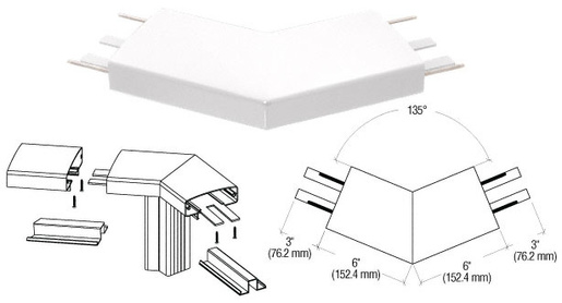 CRL Sky White 400 Series Top Cap 135º Corner