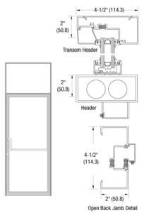 CRL-U.S. Aluminum Clear Anodized Class 1 Thermally Improved Transom Frame for a Single Door Prepped for Butt Hinges and Overhead Concealed Door Closer