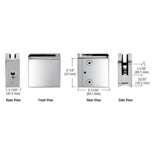 CRL Chrome Z-Series Square Type Radius Base Zinc Clamp for 1/2" Glass
