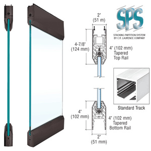 CRL Black Bronze Type 2 Standard SPS with 4" Tapered Rails Top and Bottom