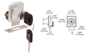 CRL Brushed Nickel Lock for 1/4" Cabinet Glass Door - Keyed Alike