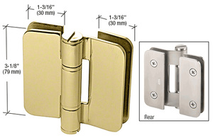 CRL Polished Brass Zurich 07 Series Glass-to-Glass Inline Outswing Hinge