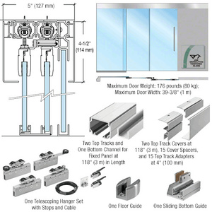 CRL50 Series Two Panel Telescoping Behind Fixed Panel Ceiling Mount Kit - Left Stacking Direction