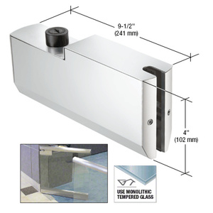 CRL Polished Stainless 4" Tapered GRS Dry Glaze 9-1/2" Top Patch Gate Rail for 1/2" Glass