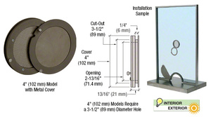 CRL Duranodic Bronze Anodized 4" Metal Cover Speak-Thru