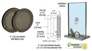 CRL Duranodic Bronze Anodized 4" Metal Cover Speak-Thru