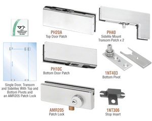 CRL Satin Anodized North American Patch Door Kit for Use with Fixed Transom and Two Sidelites - With Lock