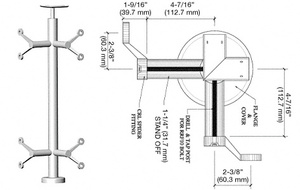 CRL Polished Stainless 42" P6 Series Spider 90 Degree Corner Post Railing Kit