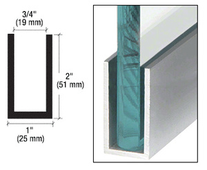 CRL Satin Anodized Wet Glaze 2" Deep U-Channel 120" Stock Length