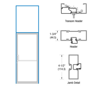 CRL-U.S. Aluminum Custom Sized Bronze Black Anodized Series 450 Tubular Butt Hinge Transom Single Door Frame