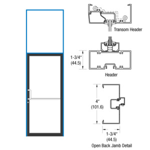 CRL-U.S. Aluminum Bronze Black Anodized 39-1/2" x 126" 400 Series Left Hand Transom Single Door Frame