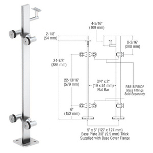 CRL Polished Stainless Custom P3 Series 180 Degree Center Post Railing Kit