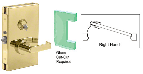 CRL Polished Brass 6" x 10" RH Center Lock With Deadlatch in Storeroom Function