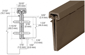 CRL Dark Bronze Anodized 83" Roton 224 Series Concealed Leaf Hinge with Lip for 1-3/4" Entry Door