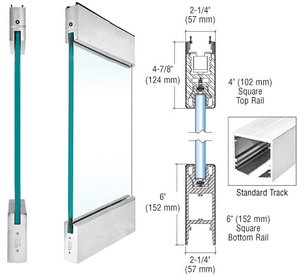 CRL Brushed Stainless Type 5 Standard SPS with 4" Square Rail on the Top and 6" Square Rail on the Bottom