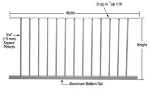 CRL Metallic Silver 200, 300, 350, and 400 Series 60"W x 36"H Picket Panel