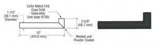 CRL Matte Black Quick Connect Wall Hand Rail Return for 1-1/2" Diameter Tubing