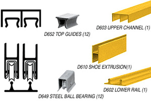 CRL Gold Anodized Track Assembly D603 Upper and D602 Lower Track With Steel Ball-Bearing Wheels