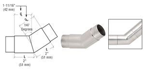 CRL Brushed Stainless 147 Degree Flush Angle for 2" Tubing