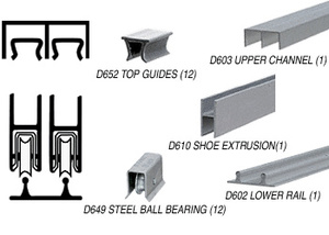 CRL Satin Anodized Track Assembly D603 Upper and D602 Lower Track With Steel Ball-Bearing Wheels