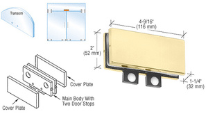 CRL Satin Brass Transom Mounted Connector with Two Reversible Door Stops