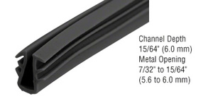 CRL Black Glazing Vinyl 15/64" Channel Depth 7/32" to 15/64" Metal Opening - 100' Roll