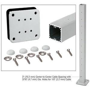 CRL Silver Metallic 42" Surface Mount Cable Center Post Kit for 200, 300, 350, and 400 Series Rails