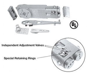 CRL Medium Duty 90º Hold Open Overhead Concealed Closer with S-Side-Load Hardware Package