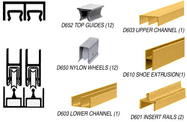CRL Gold Anodized Deluxe Track Assembly D603 Upper and D601 Rail with Nylon Wheels