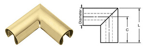 CRL Satin Brass 2" Diameter 90 Degree Horizontal Corner for 3/4" Glass Cap Railing