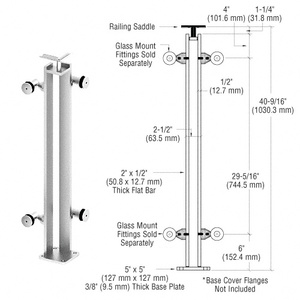 CRL Polished Stainless P8 Series 42" Corner Post Fixed Fitting Railing Kit