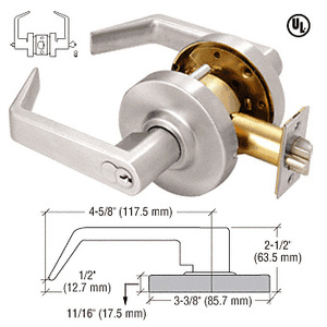 CRL Brushed Nickel Heavy-Duty Grade 1 Lever Locksets Entrance - 7-Pin SFIC
