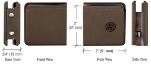 CRL Brushed Bronze Beveled Style Notch-in-Glass Fixed Panel U-Clamp