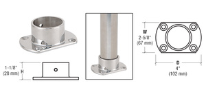 CRL Polished Stainless Cut Flange for 2" Tubing