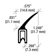 CRL Vertical Fin Trim Seal® - Flange Size: .079" to .099"
