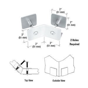 CRL Satin Chrome Finish Bullet Resistant Protective Barrier System 135 Degree Bottom Mount Outside Clamp