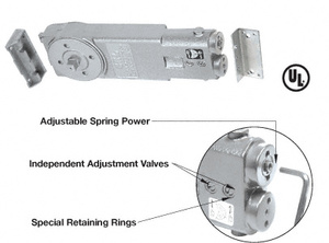 CRL Adjustable Spring Power 105º Hold Open Overhead Concealed Closer Body Only
