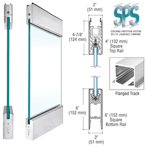 CRL Brushed Stainless Type 2 Flanged SPS With 4" Square Rail on the Top and 6" Square Rail on the Bottom