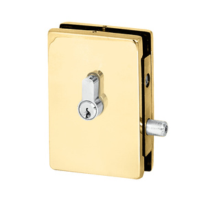 CRL Polished Brass EUR Series Center Housed Patch Lock