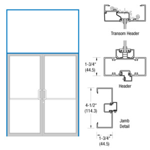 CRL-U.S. Aluminum Bronze Black Anodized Open Back Transom Double Door Frame Prepped for Pair DH009 Butt Hinges Using Flush Bolts