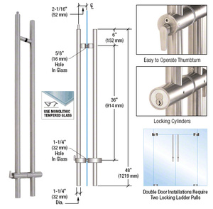 CRL 316 Brushed Stainless 48" Upwards Locking Ladder Pull