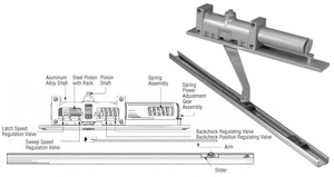 Norton® Aluminum 7900 Series No Hold Open Left Hand Interior Door Closer