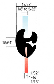 CRL Two-Piece Self-Sealing Universal Weatherstrip 1/32" to 1/16" Panel - 1/8" to 5/32" Glass