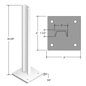 CRL 30" Sky White Cielo C-Shape Surface Mounted Stanchion